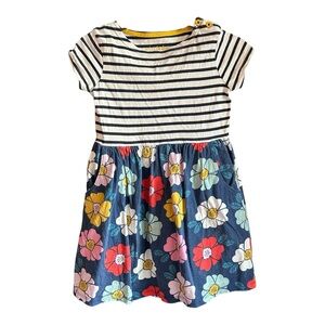 Mini Boden size 6-7 stripe and floral dress with pockets - wash wear